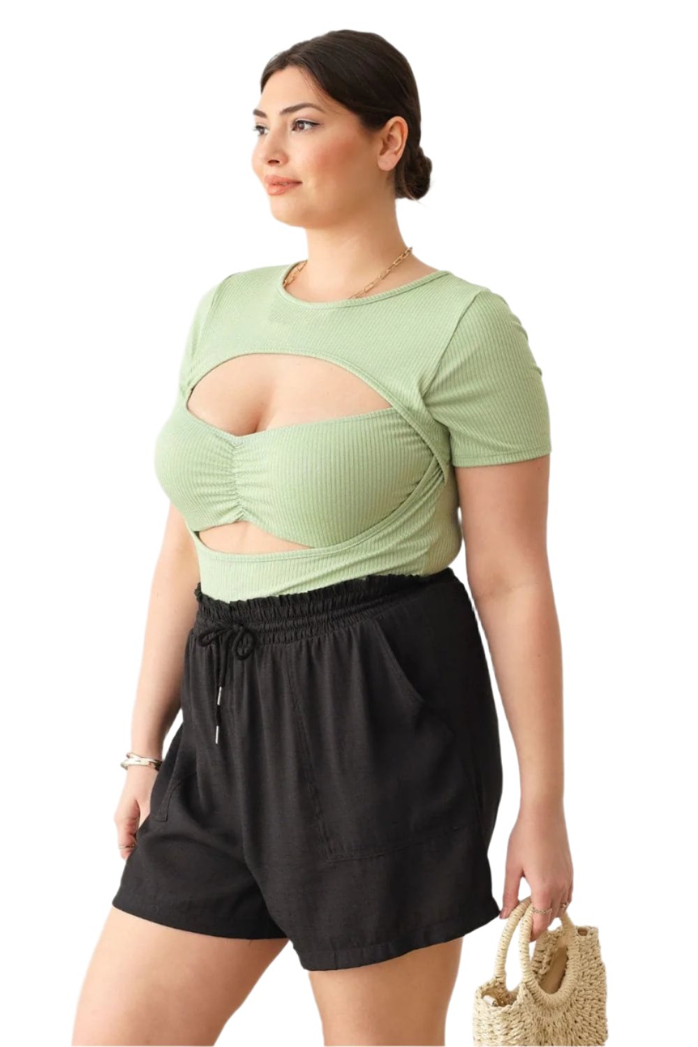 Zenobia Plus Size Drawstring Elastic Waist Shorts with Pockets.