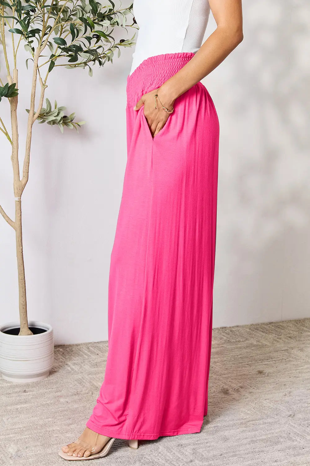 ShopBasicbae: Smocked Wide Leg Pants