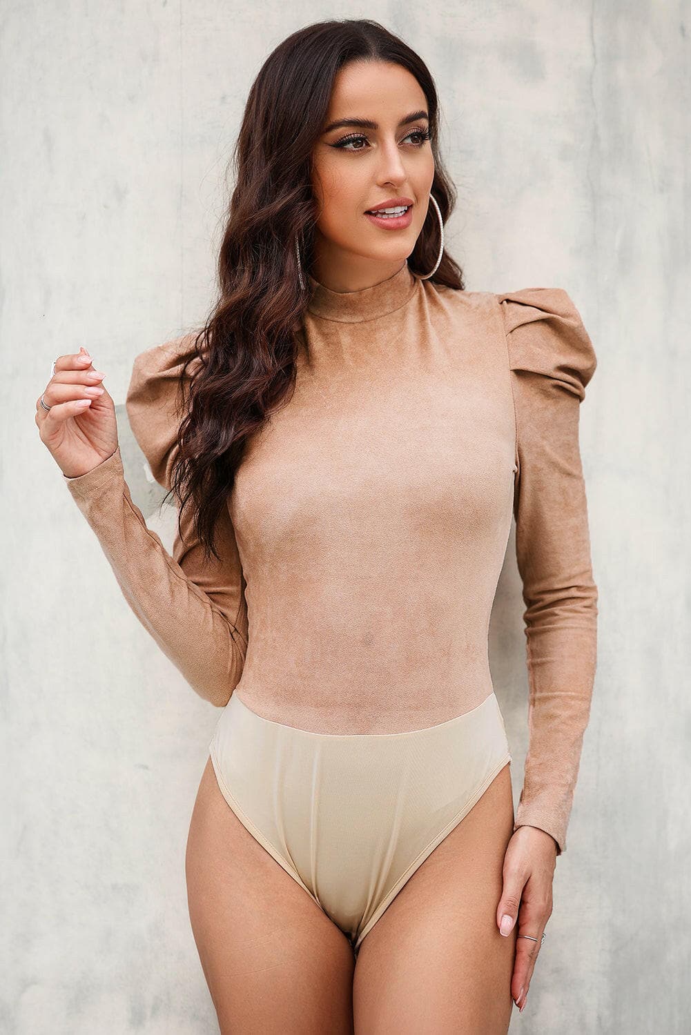 Mock Neck Puff Sleeve Bodysuit.