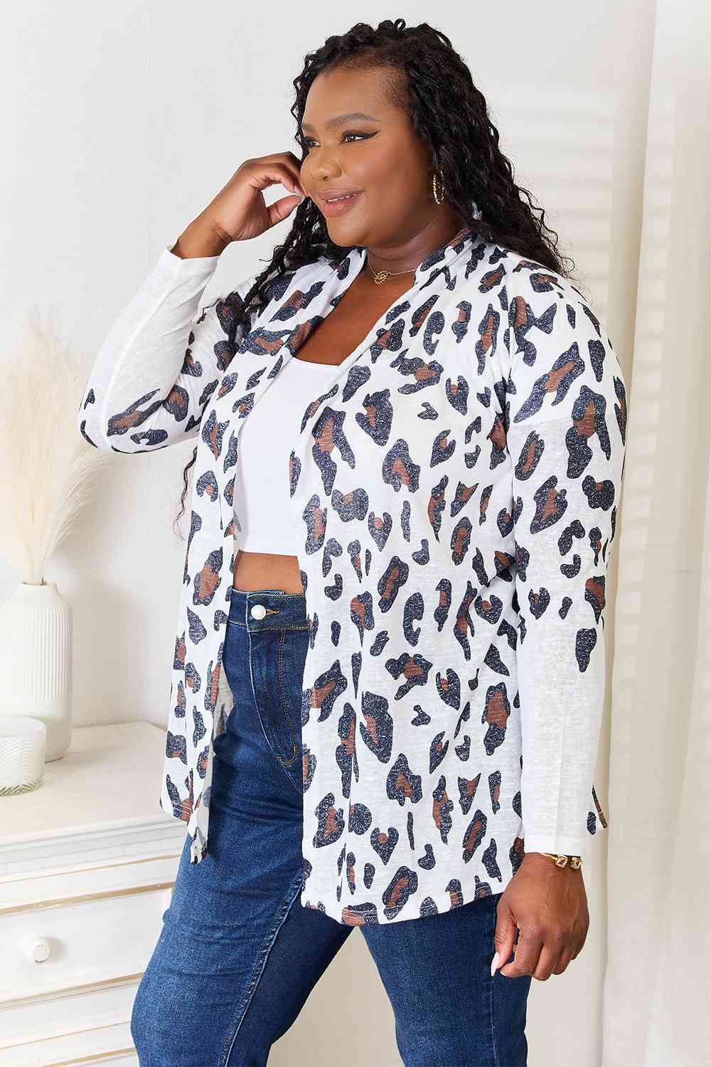 Double Take Leopard Long Sleeve Cardigan - Love Salve
