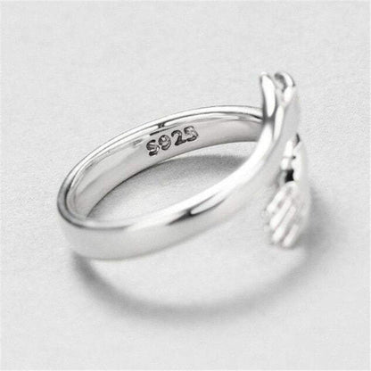 Hug Shape 925 Sterling Silver Bypass Ring.