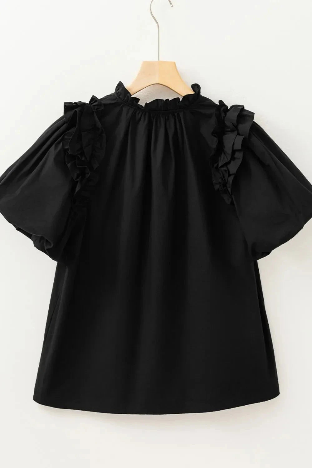 Ruffled Puff Short Sleeve Loose Blouse Simply Love