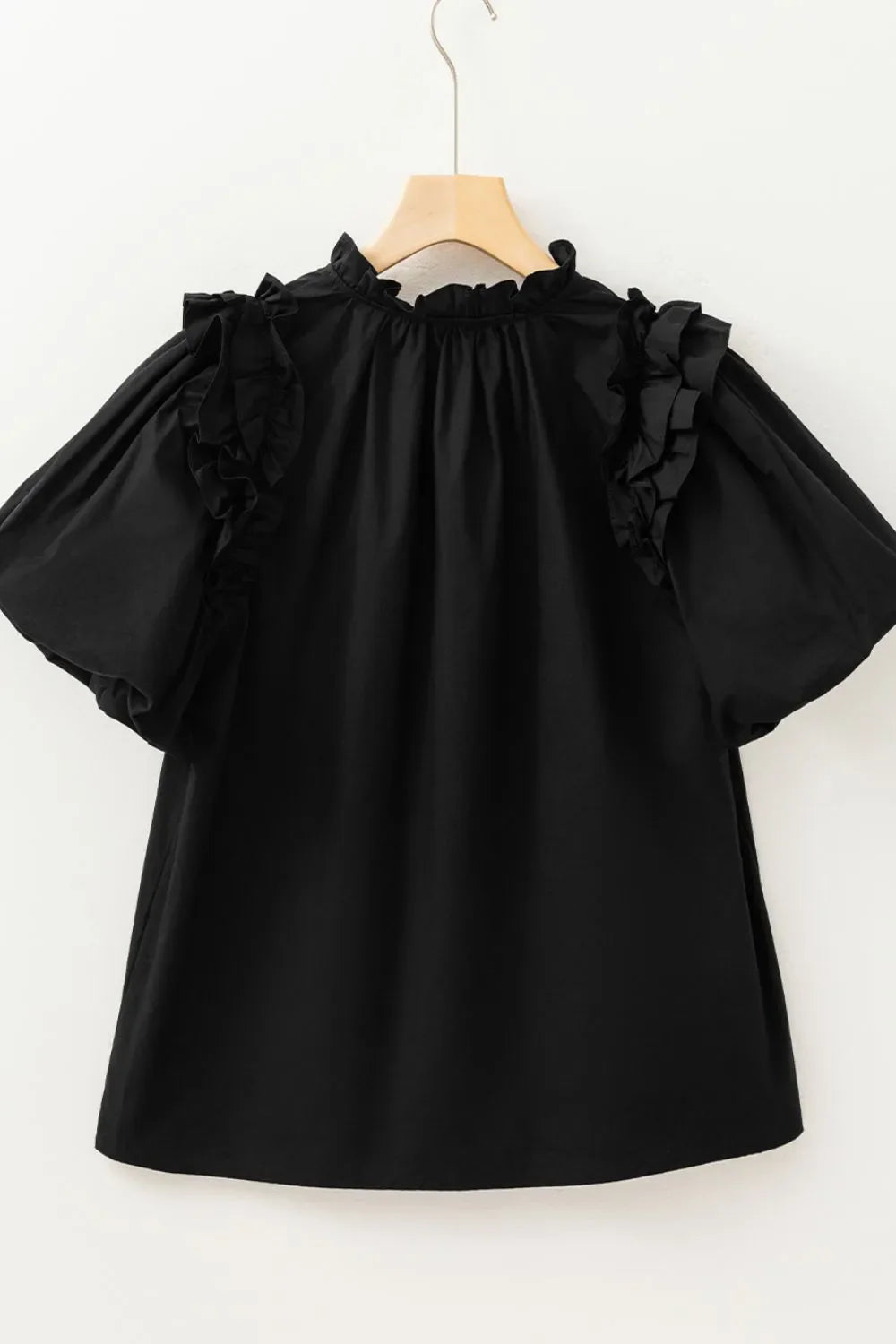 Ruffled Puff Short Sleeve Loose Blouse