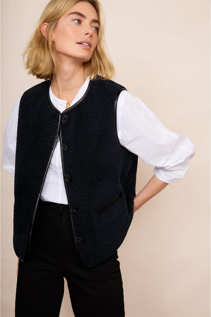 Sophisticated Black Fleece Vest