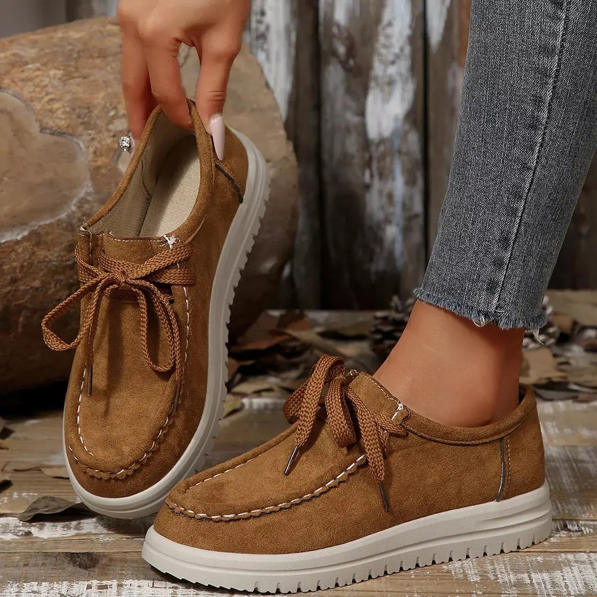 Lace-Up Round Toe Loafers Simply Love