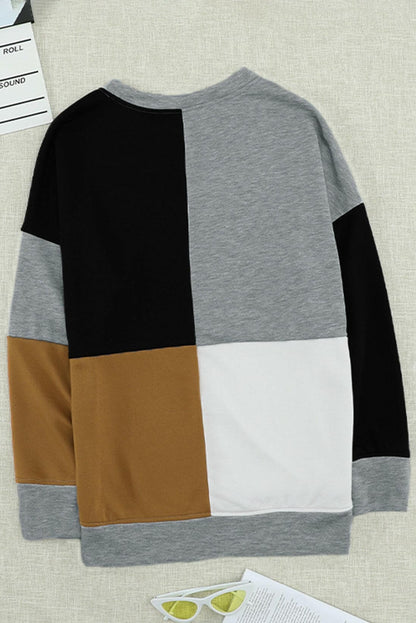 Color Block Round Neck Sweatshirt.