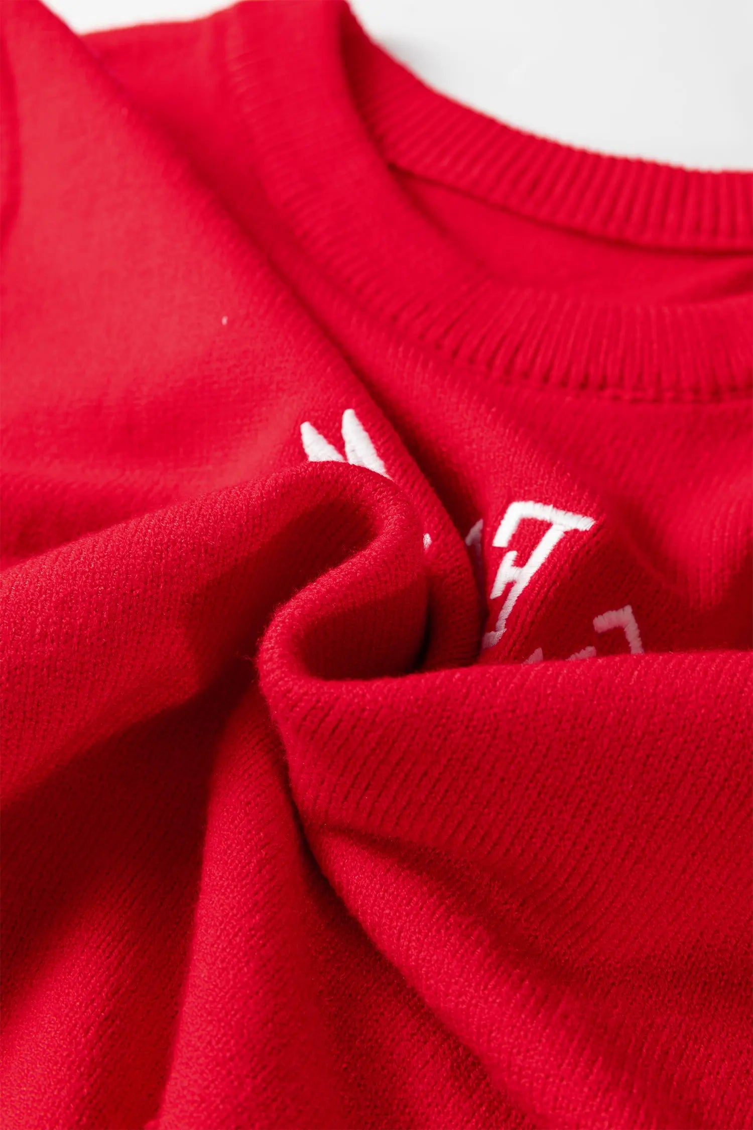 Fiery Red Embroidered Yeehaw Letter Loose Short Sleeve Sweater Dear-Lover Dropshipping