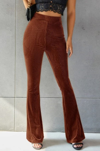 Ribbed High Waist Flare Pants.