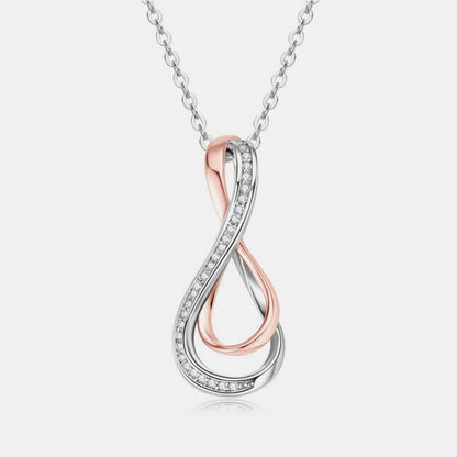 925 Sterling Silver Inlaid Moissanite Infinity Pendant Necklace.