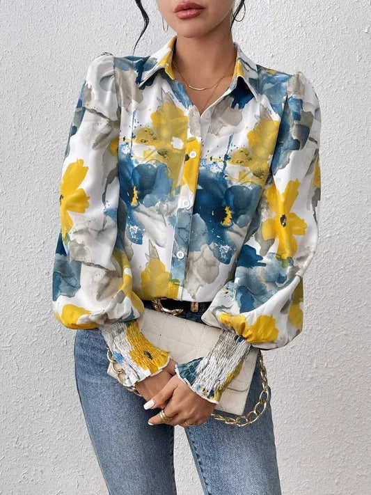 Floral Print Long Sleeve Shirt Simply Love
