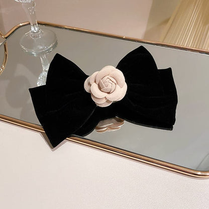 Rose Trim Bow Hair Clip.