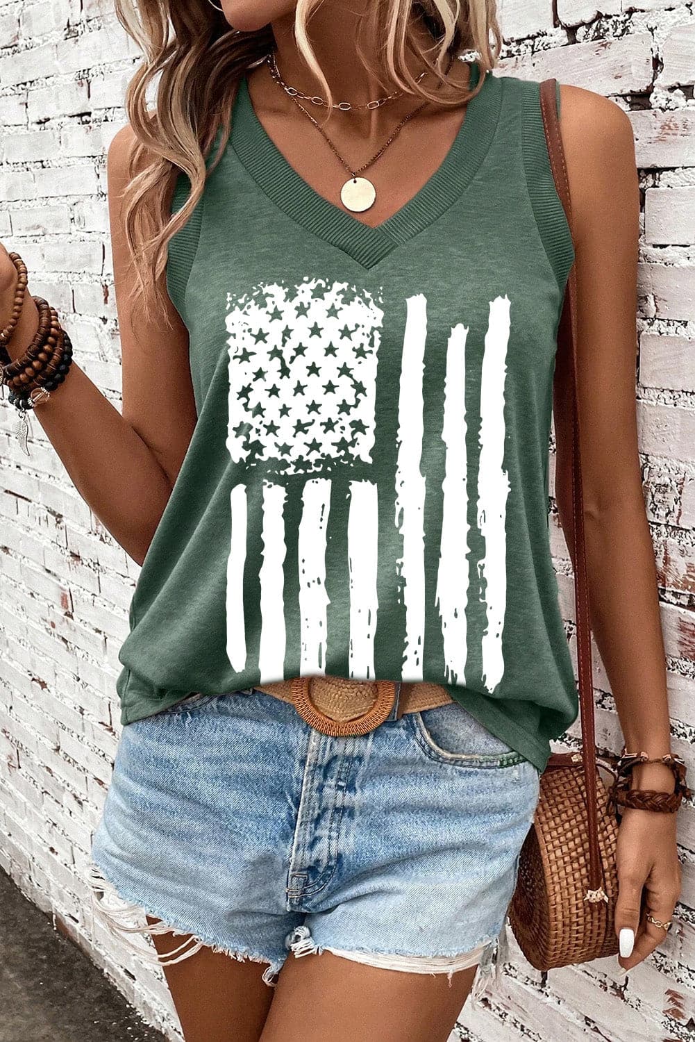 US Flag V-Neck Tank.