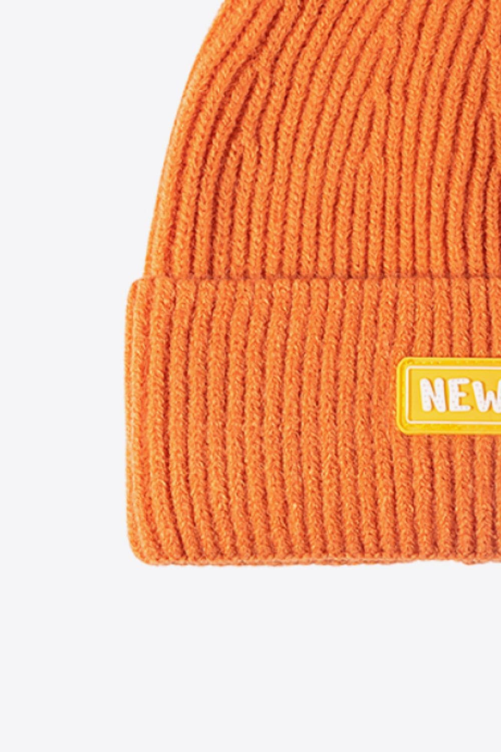 NEWYORK Patch Rib-Knit Cuffed Beanie.