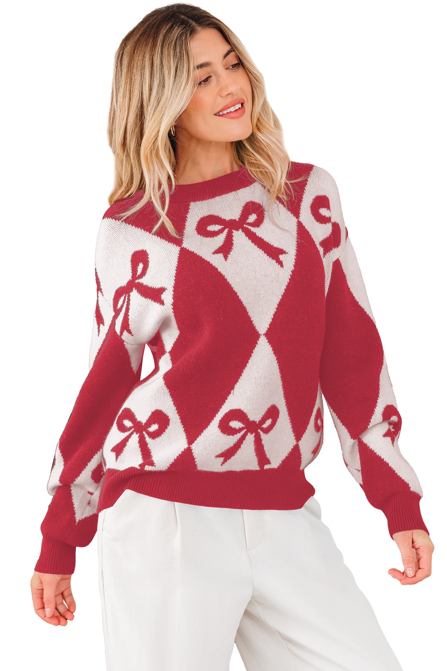 Dear-Lover Red Knit Sweater Women's Casual Warm Oversized Pullover Dear-Lover Dropshipping