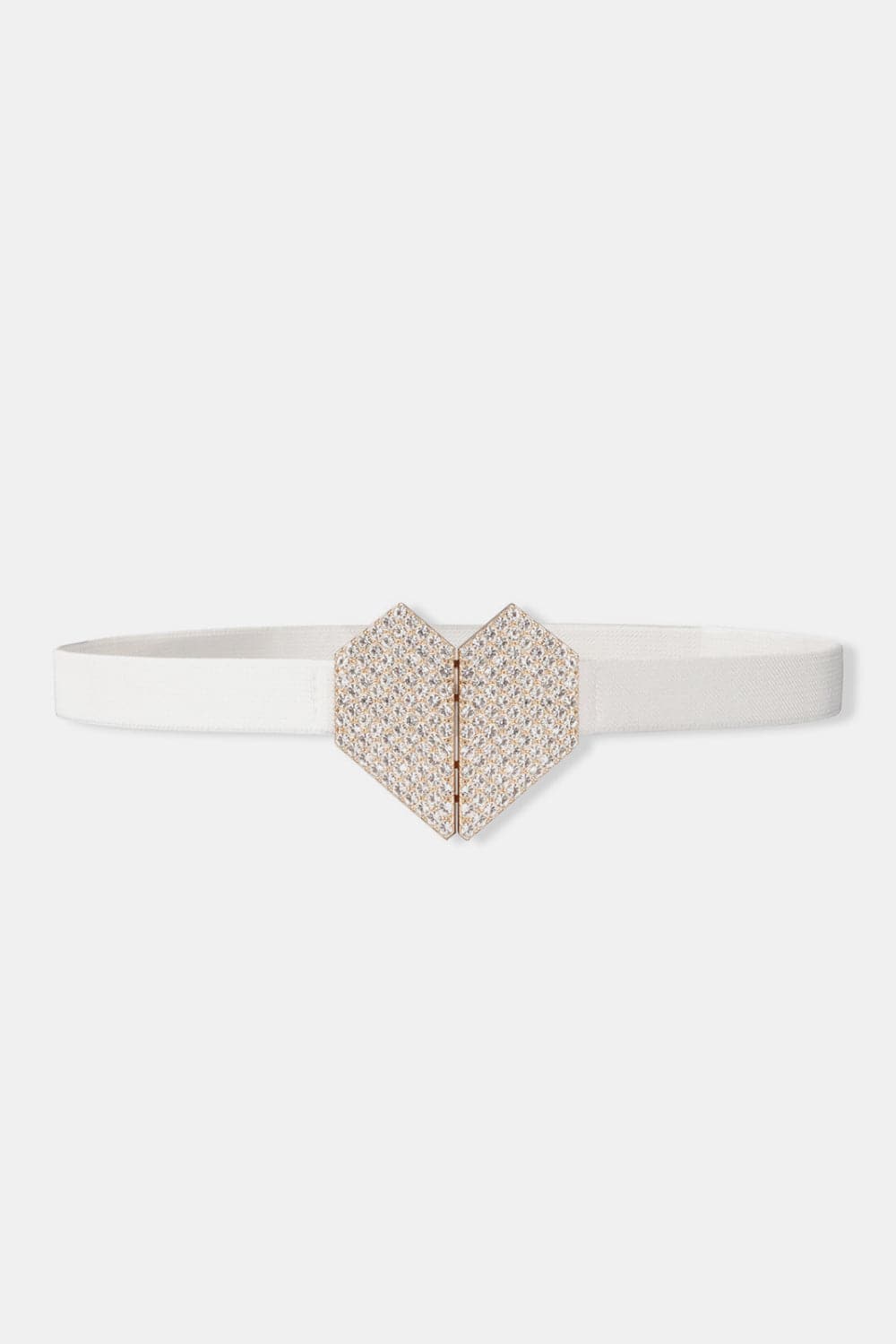 Rhinestone Heart Buckle Elastic Belt.