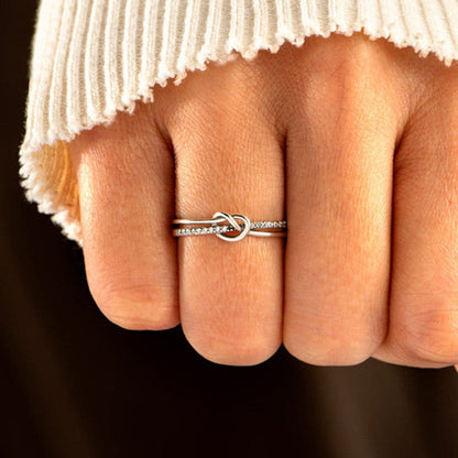 925 Sterling Silver Double-Layered Knot Ring.