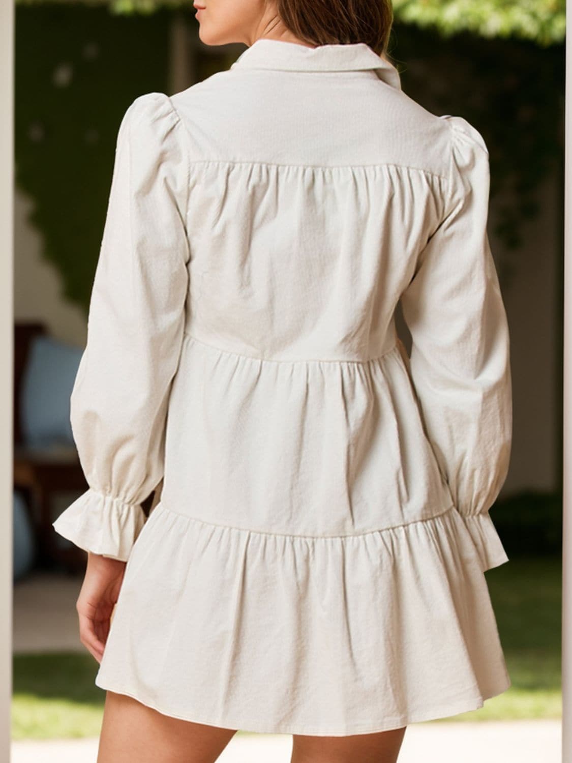 Ruffled Mini Dress with Flounce Sleeves for Effortless Style