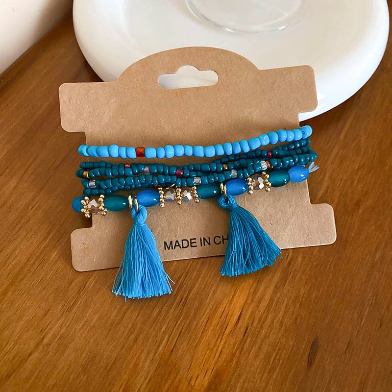 Chic tassel and rice bead bracelet