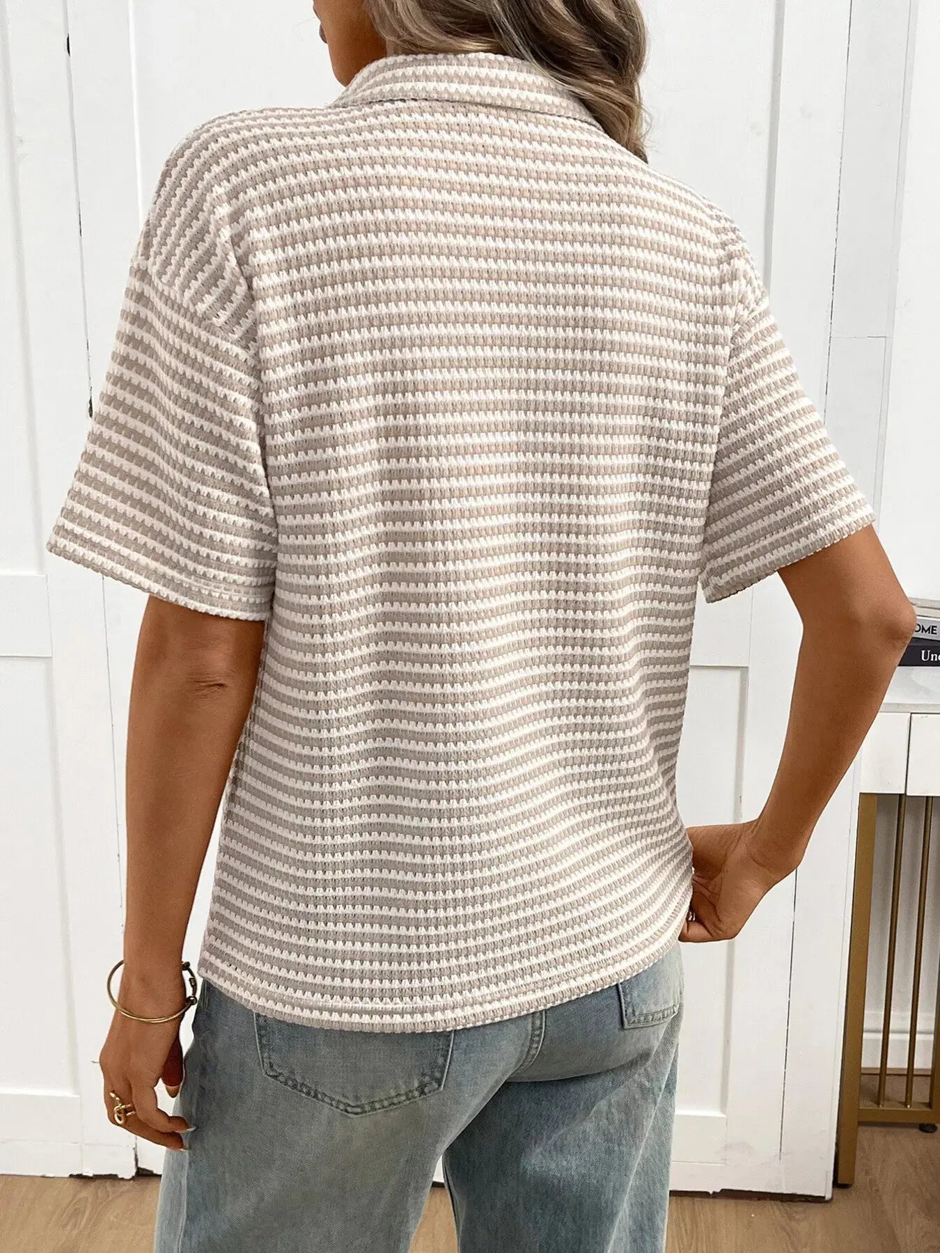 Striped Knit Short Sleeve Top Simply Love