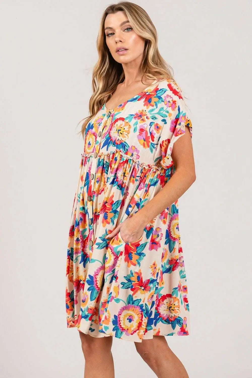 Charming floral button-down dress by SAGE + FIG in full size - Love Salve 