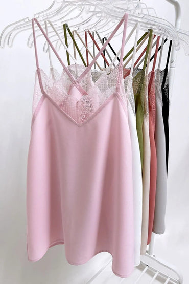 BiBi Lace Cami Solid Tank Top - Love Salve 