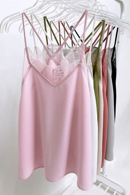 BiBi Lace Cami Solid Tank Top - Love Salve 