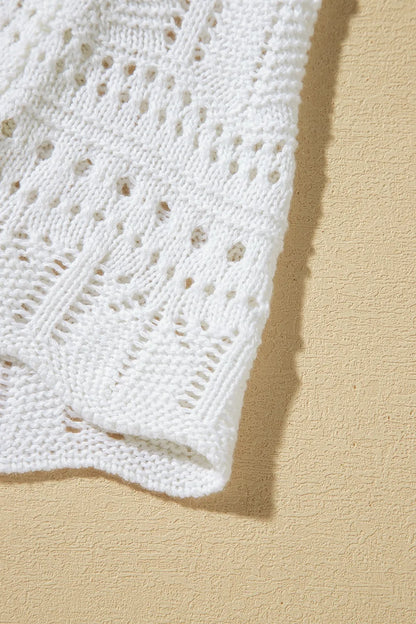 V Neck Textured Hollow-Out Sweater Vest