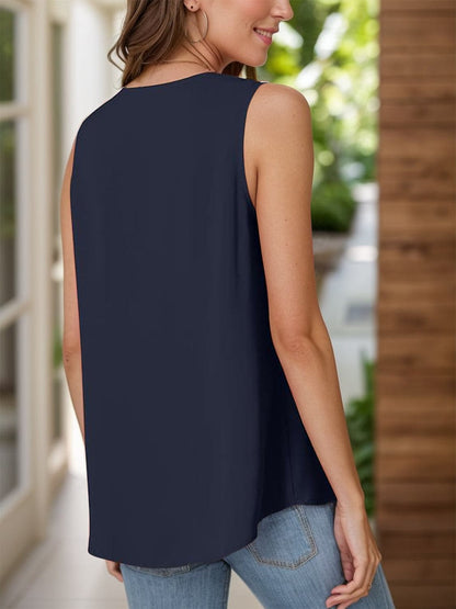 Full Size Ruched V-Neck Tank.