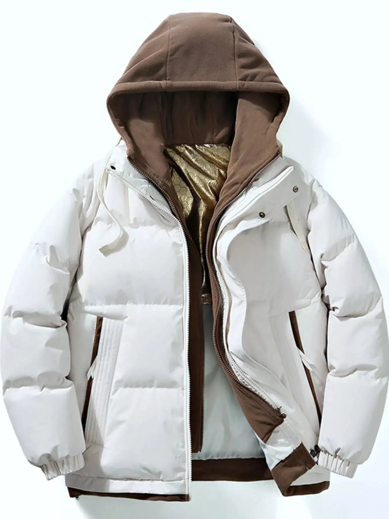Men's Full Size Two-Tone Hooded Puffer Jacket Plus Size Simply Love