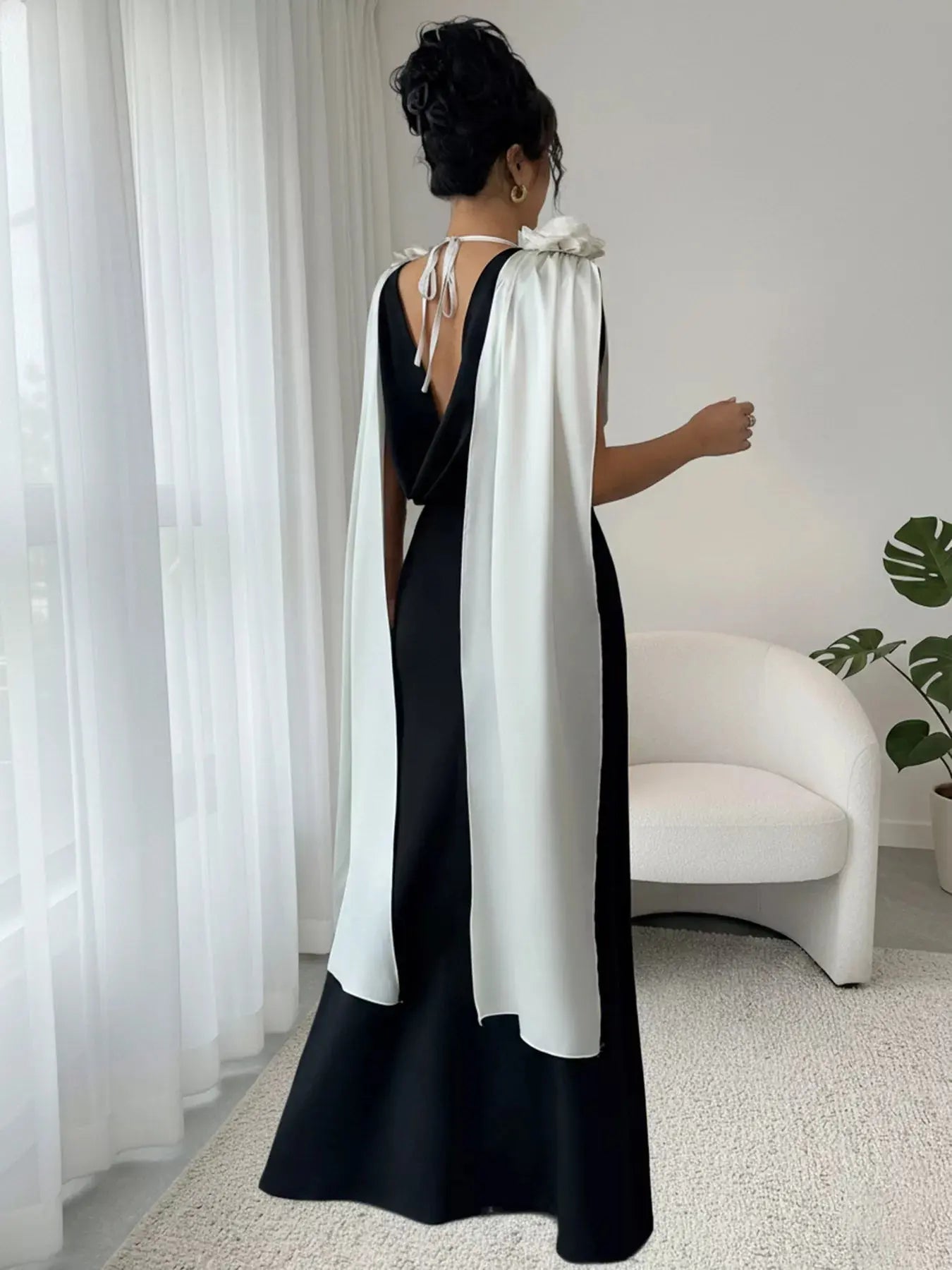 Floral Applique Two Tone Maxi Dress Simply Love