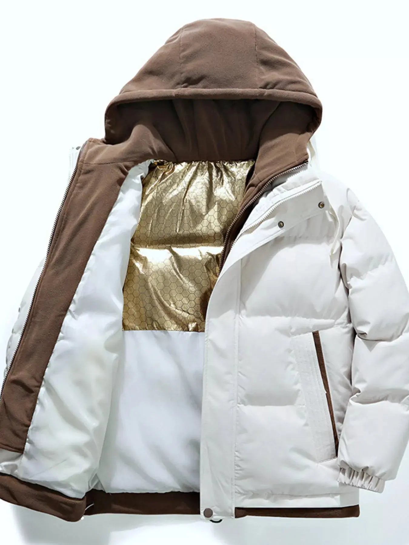 Men's Full Size Two-Tone Hooded Puffer Jacket Plus Size Simply Love