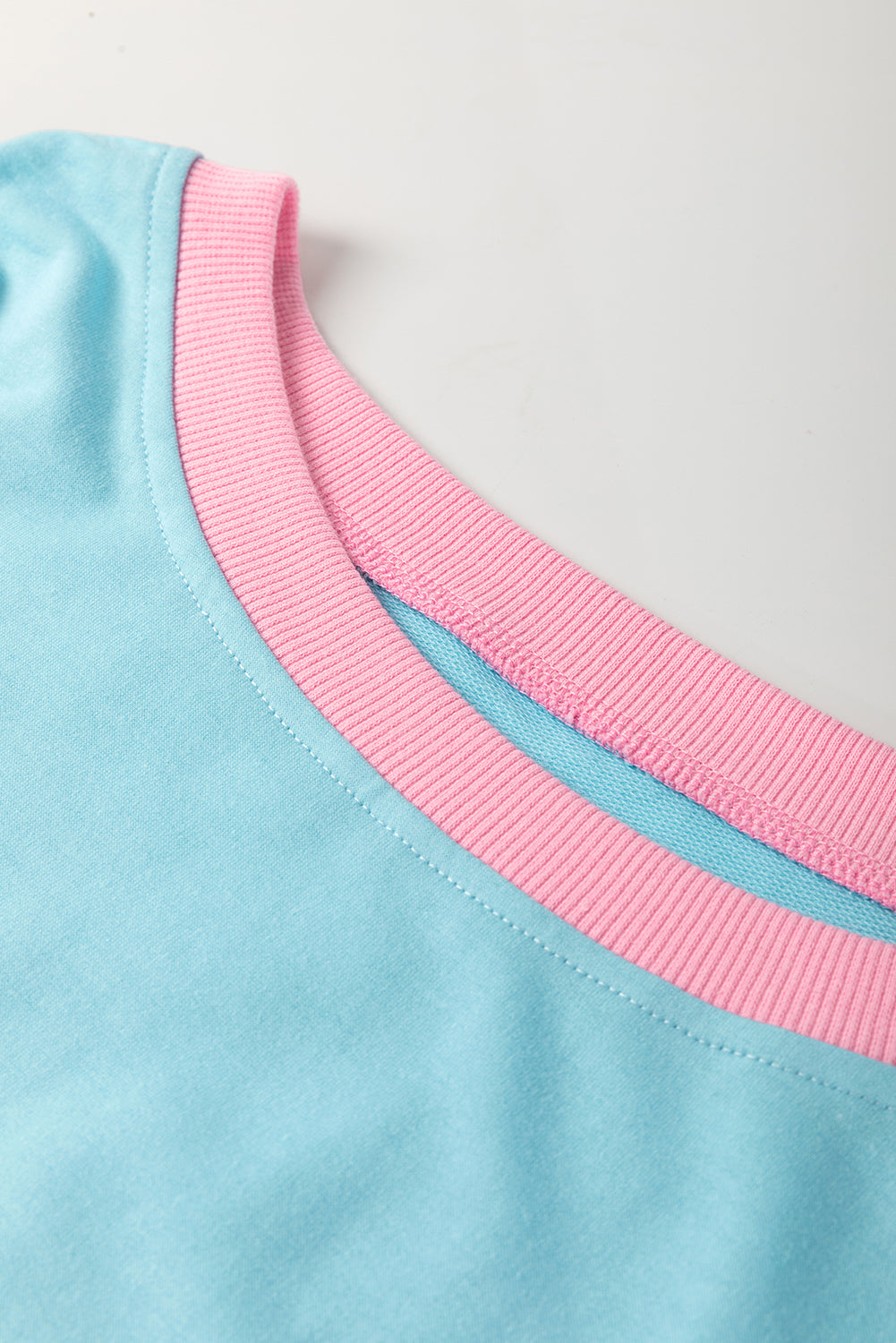 Turquoise Plus Size Contrast Trim Tee Skirt Two Piece Set Dear-Lover Dropshipping