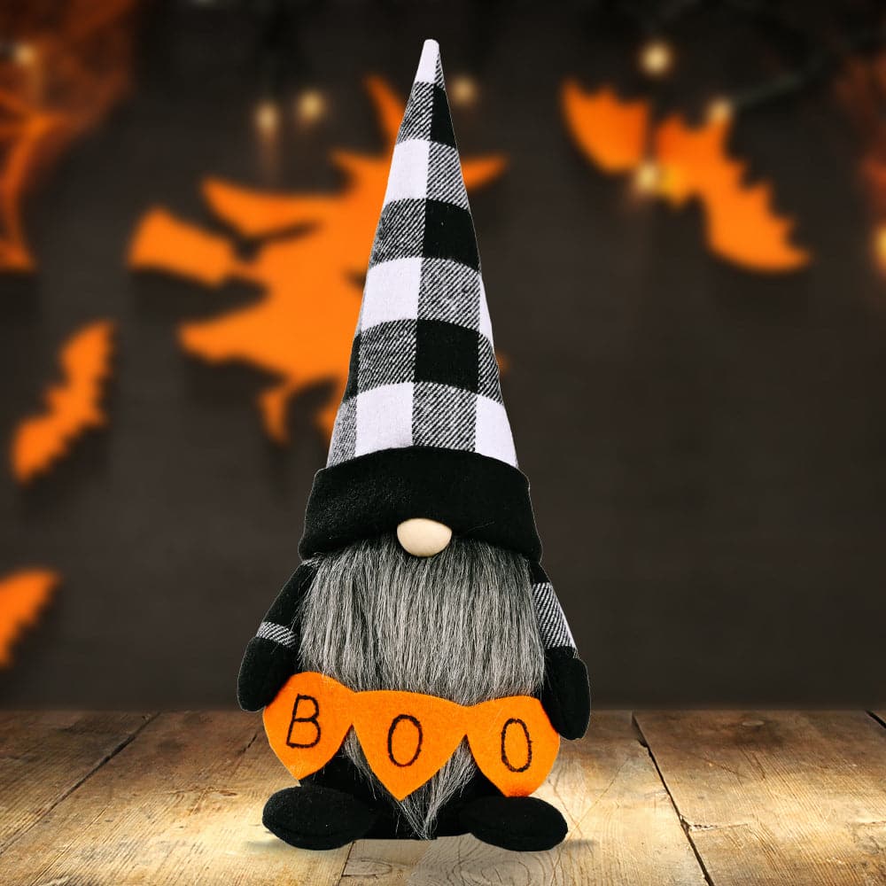 Whimsical faceless gnome with pointed hat