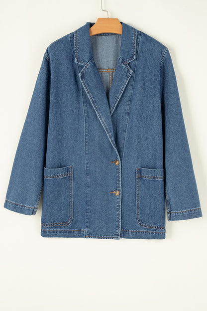 Pocketed Long Sleeve Denim JacketFeatures: Pocketed
Stretch: No stretch
Material composition: 75% cotton, 25% polyester
Care instructions: Machine wash cold. Tumble dry low.
Imported


Size
US
Bust
Love Salve Pocketed Long Sleeve Denim JacketOuterwear