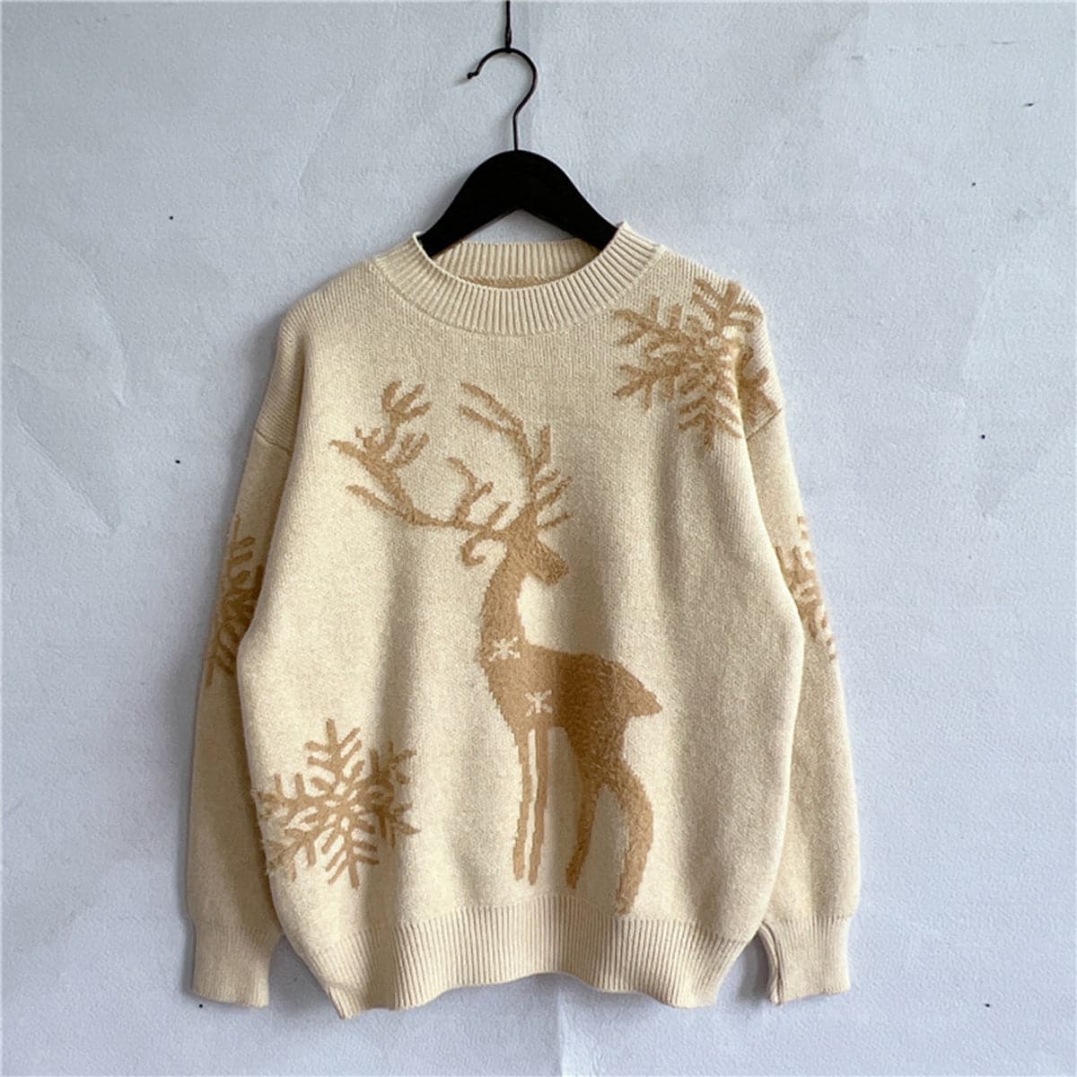 Reindeer and Snowflake Pattern Sweater.