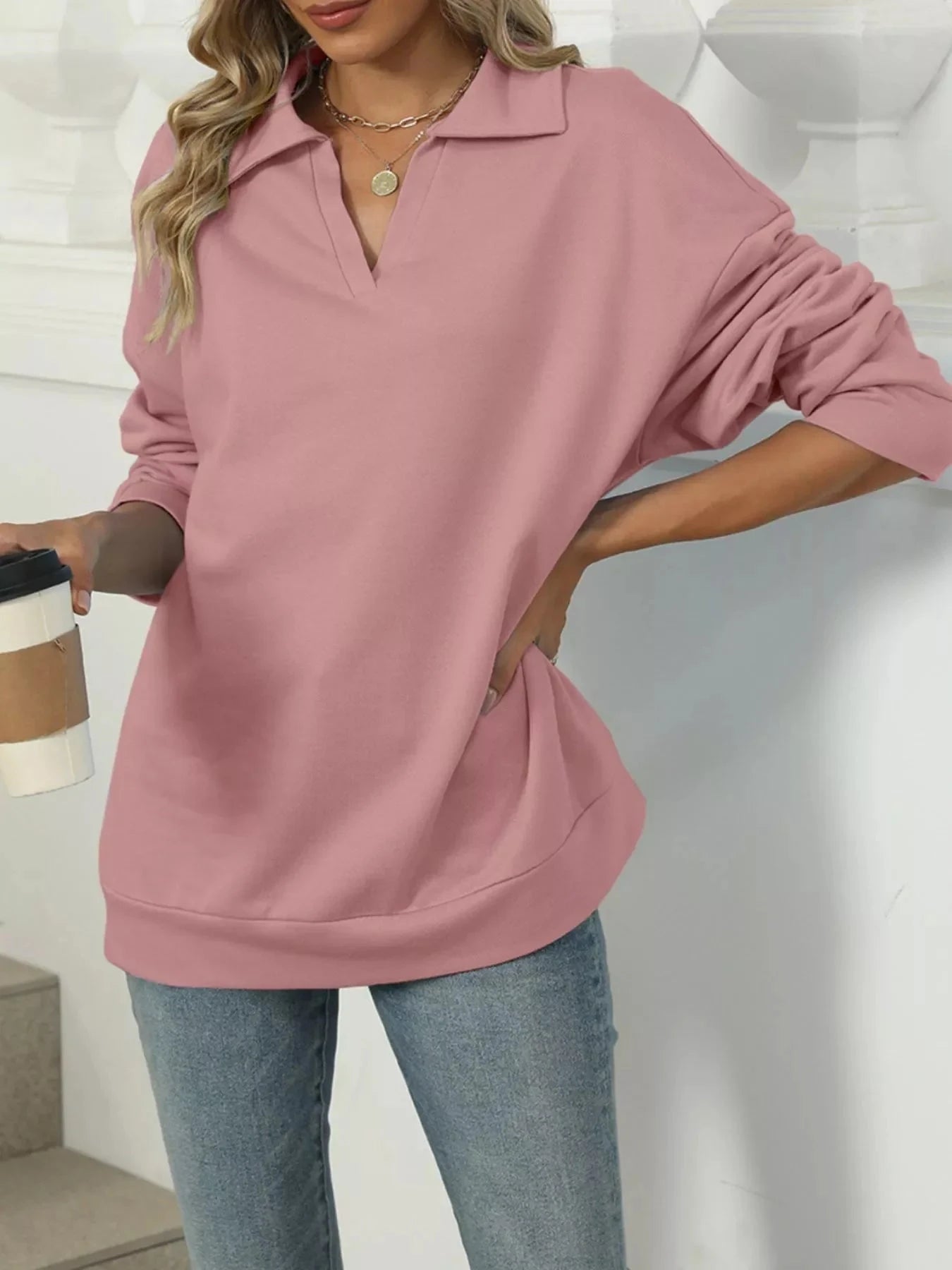 Johnny Collar Long Sleeve Sweatshirt Coco’s Tee Boutique