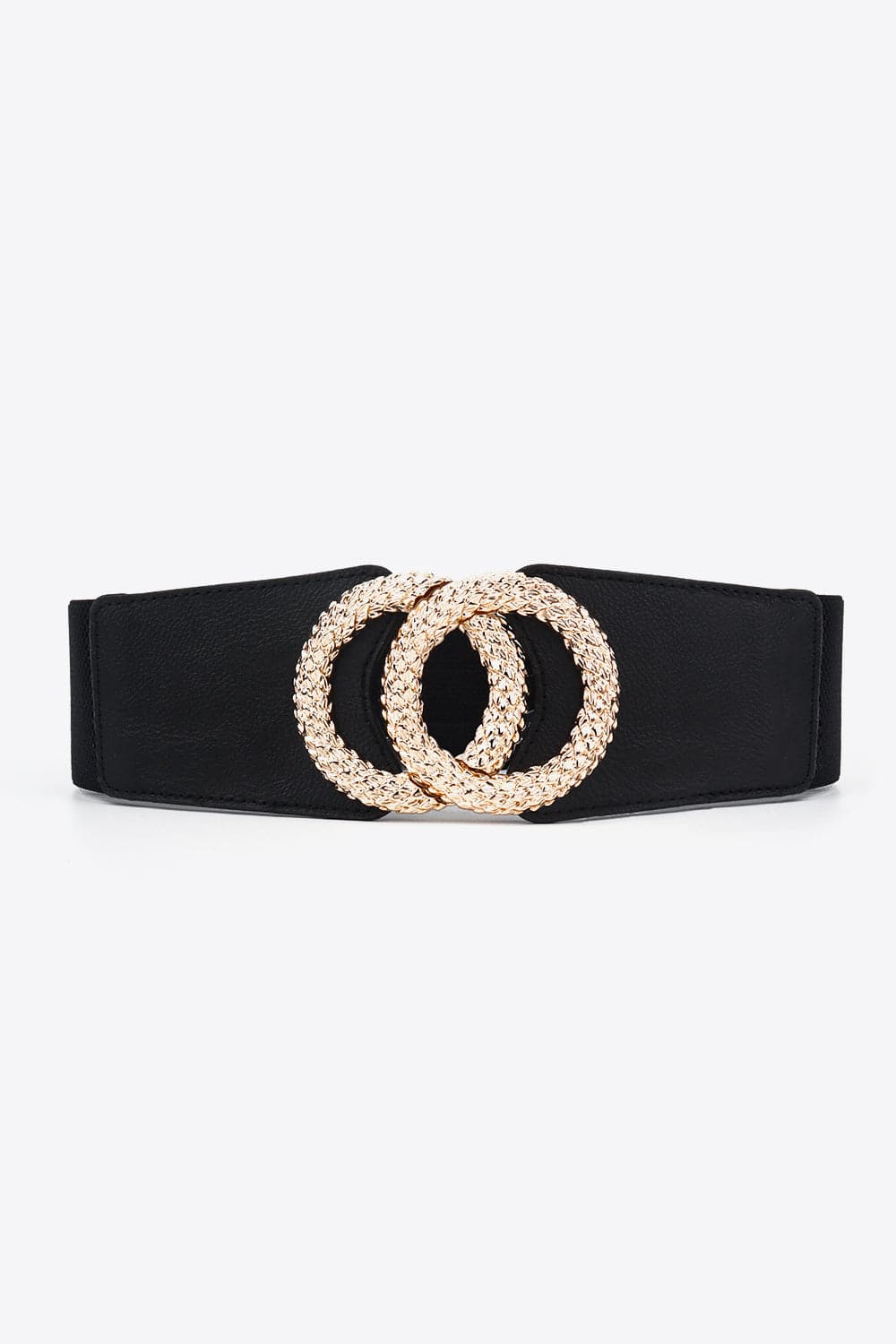 Circle Buckle Elastic Wide PU Belt.