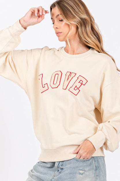 Cozy love path sweatshirt with heart patches