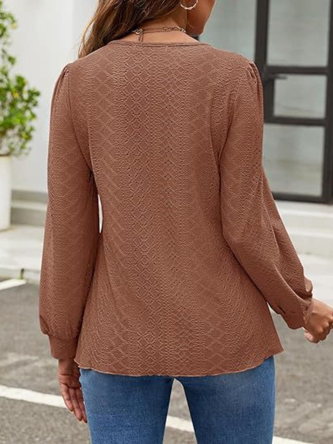 Chic eyelet long sleeve top