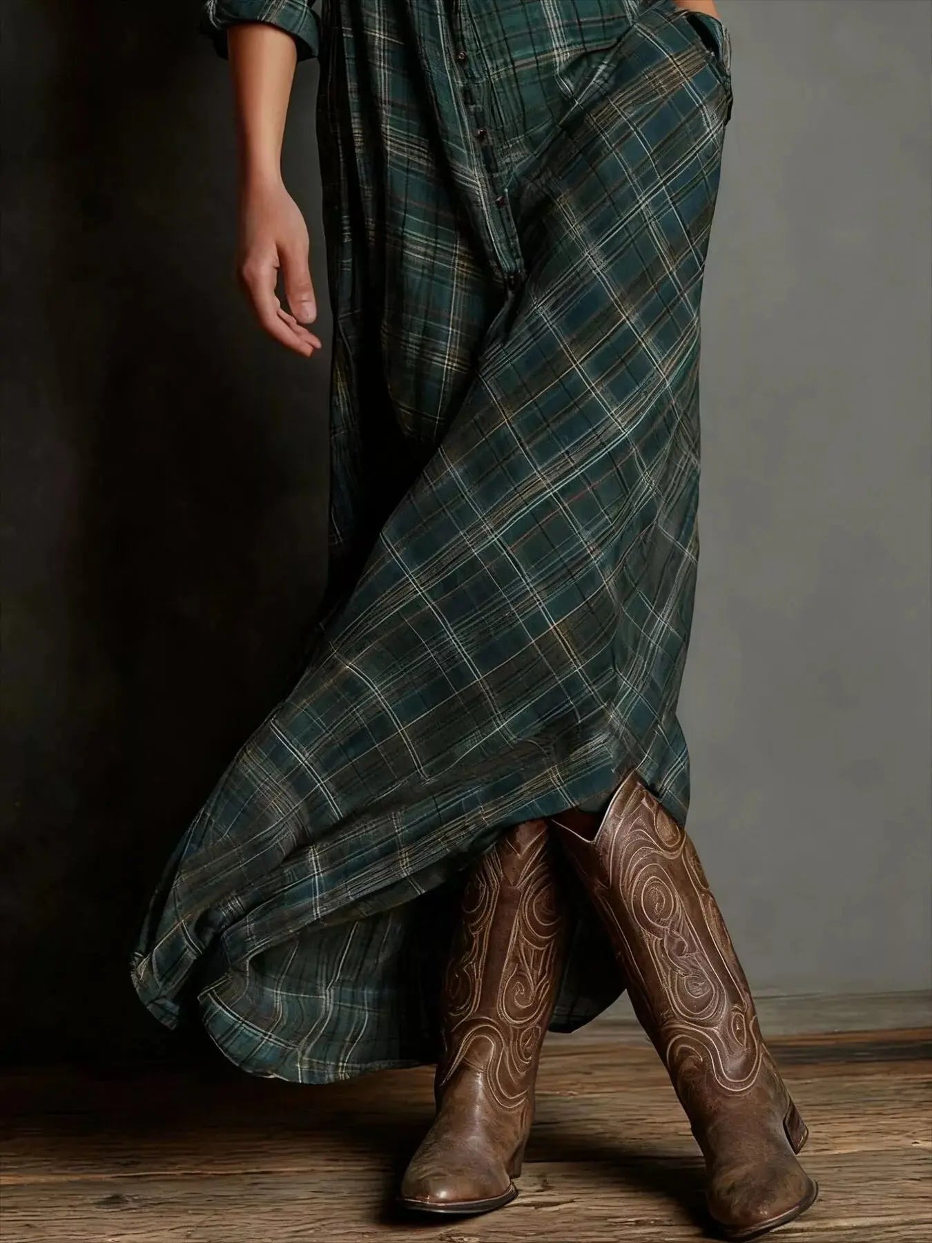 Full Size Plaid Button-Down Maxi Dress Plus Size Simply Love