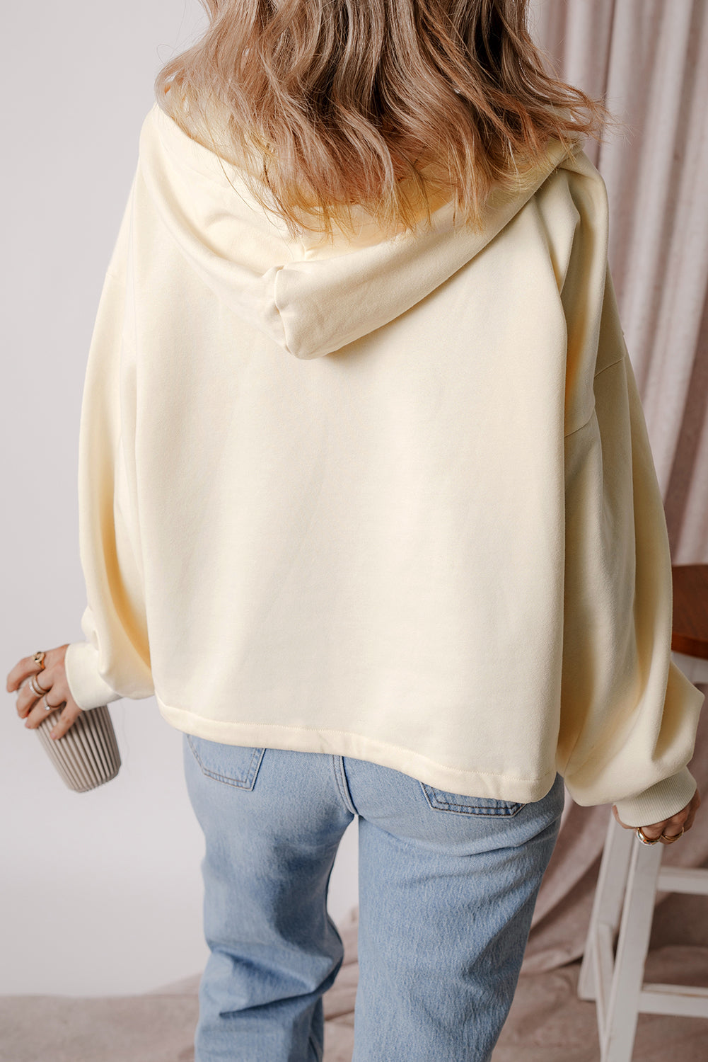 Kate Fleece Lined Half Zipper Hoodie with Kangaroo Pockets - Love Salve 