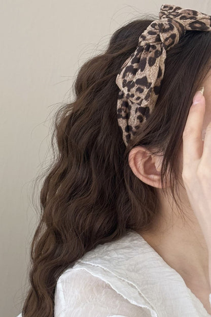 Leopard Polyester Wide Headband.