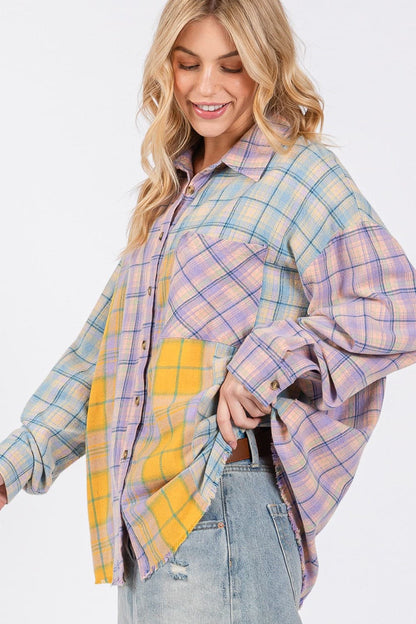 Trendy raw hem plaid flannel shirt by SAGE + FIG