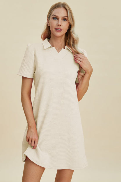 Double Take Full Size Texture Short Sleeve Dress.