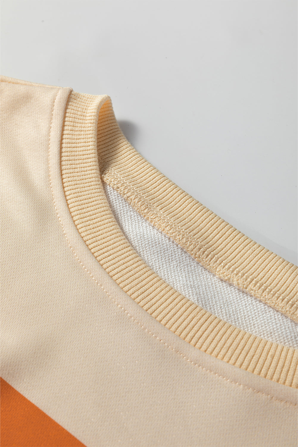 Beige Stripe Puff Sleeve Casual Pullover Sweatshirt For Women Cozy Knit Jumper Everyday Comfort Dear-Lover Dropshipping