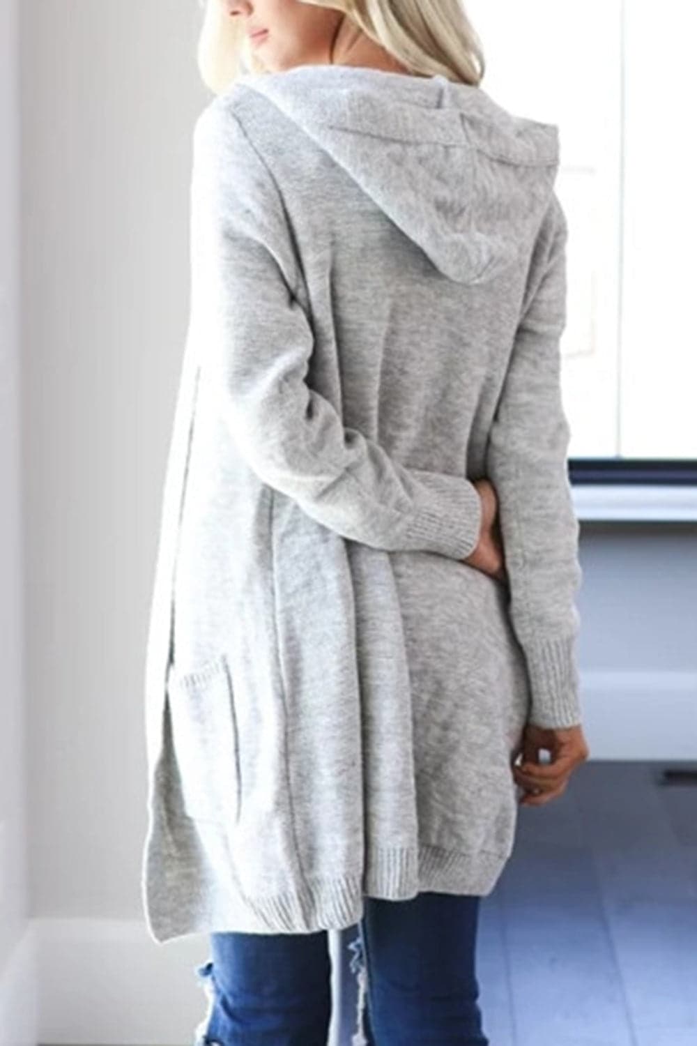 Heathered Open Front Cardigan with Pockets.