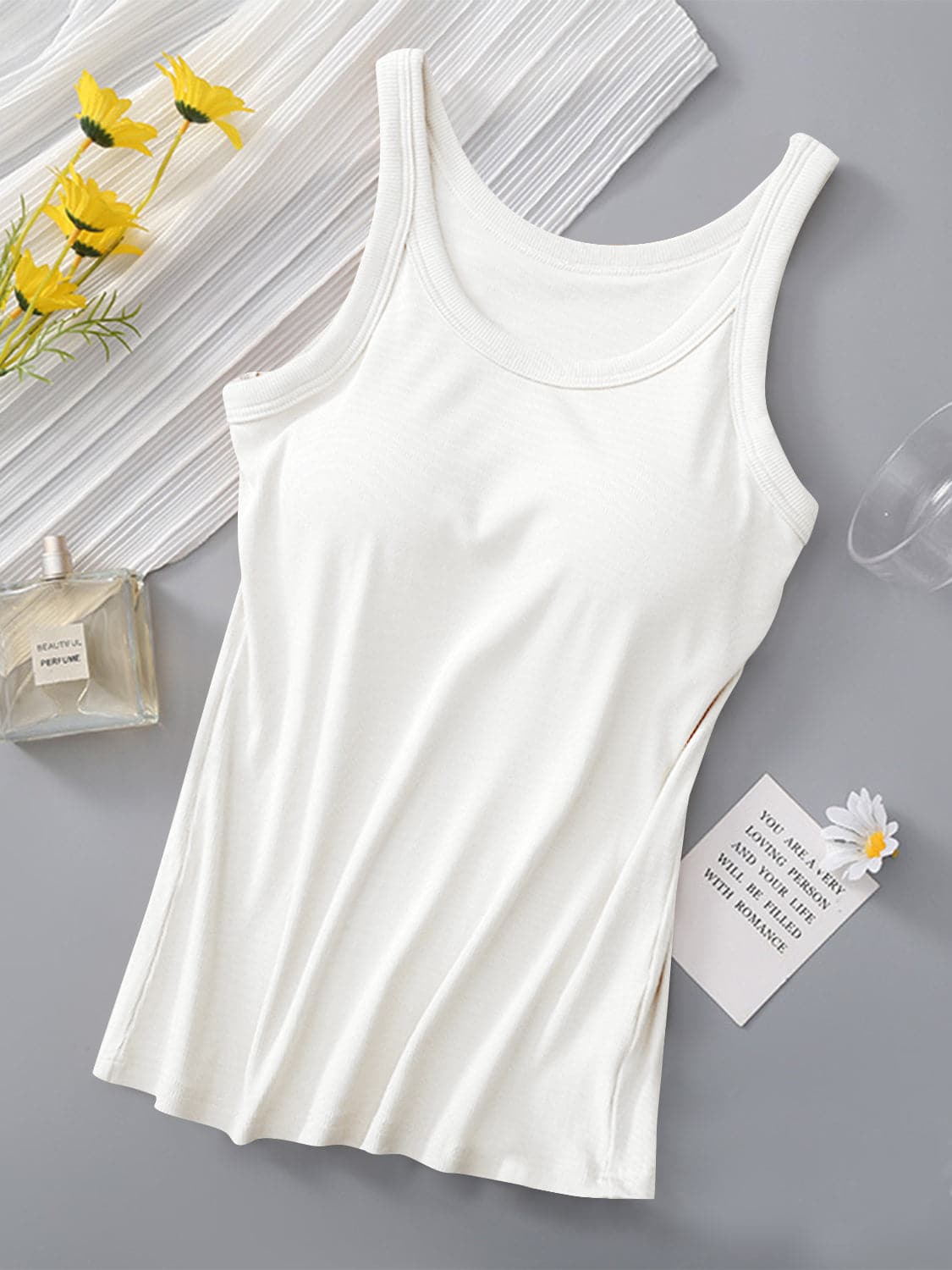 Round Neck Tank with Bra.