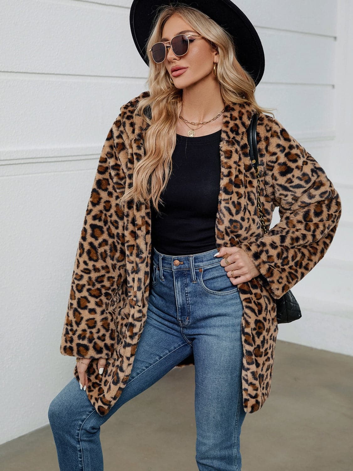 Cozy leopard print hoodie jacket