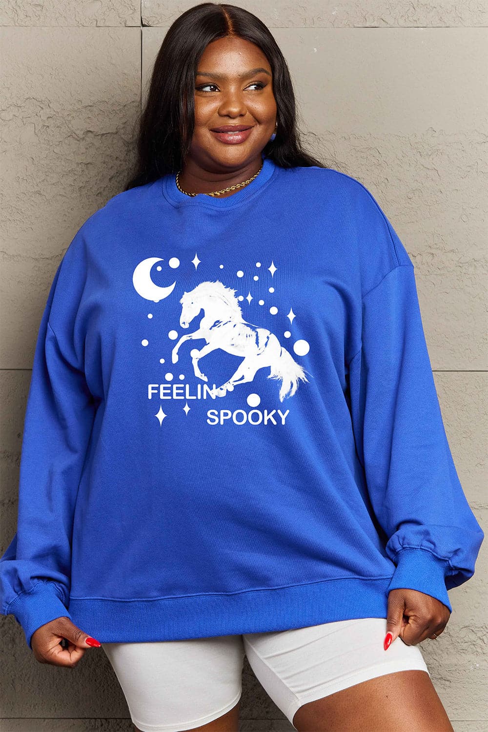 Cozy graphic drop shoulder sweatshirt for all sizes