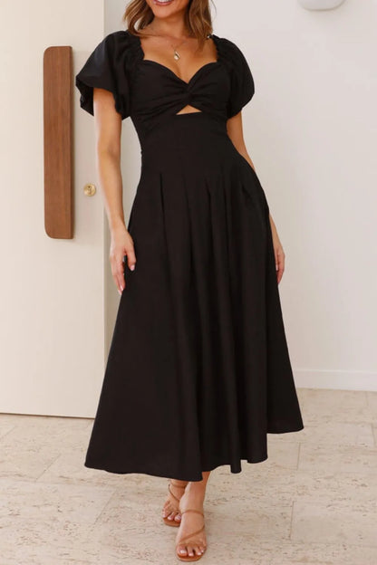 Sweet Serenity Puff Sleeve Midi Dress